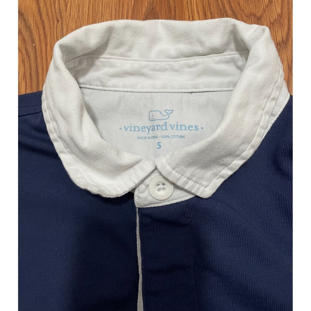 Vineyard Vines Rugby Shirt Mens Small Colorblock Navy White Whale Logo - Picture 3 of 10